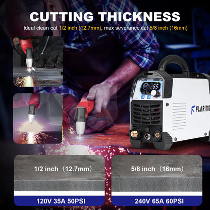 FLARING FC650D PLUS Plasma Cutter 65 AMP Touch Arc Plasma Cutter Machine 120/240V Dual Voltage, Digital Display, High Frequency IGBT Inverter, Post Air/2T/4T, 5/8" Clean Cut with Consumable