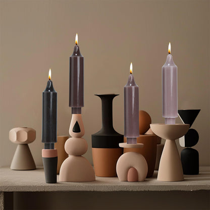 Brown Short Taper Candle Stick Dripless Dinner Candle for Wedding Party Decoration Home Dinner,6.5inch,4 Pack,Gradient Brown