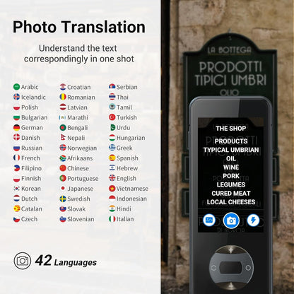 ANFIER W10 AI Translation Device, Real Time Language Translator No WiFi Needed, Voice Instant Two-Way Translator in 144 Languages & Accents, Offline/Photo/Text Translation for Business Travel (Grey)
