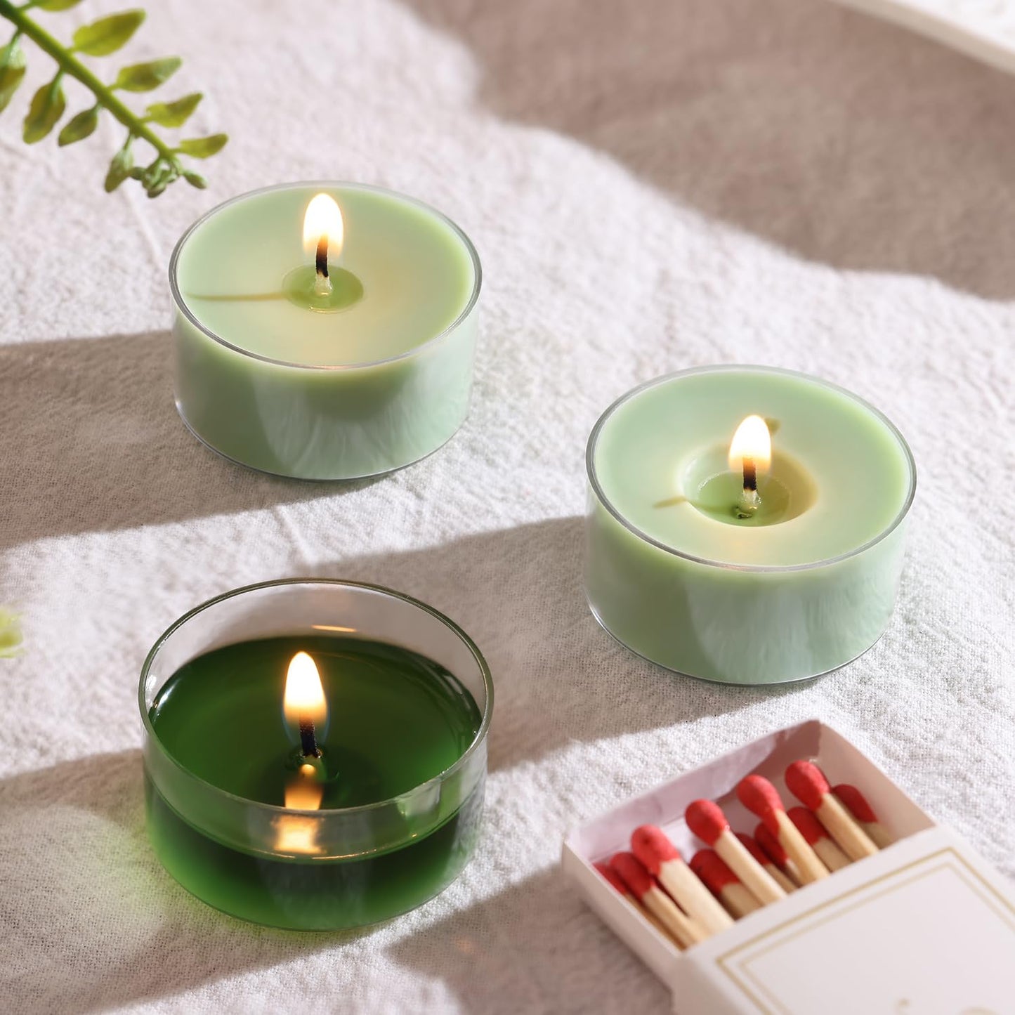 Eucalyptus Drift Scented Tea Lights Candles – Grayish Green – 6 Hour Burn – 100% Palm Wax – Scented Tealight Candles for Winter Holidays, Christmas Calm, Spa Vibes – 16 Pack Scent Votive Candle