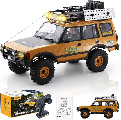 FMS FCX10 1/10 RC Crawler Land Rover Camel Trophy Edition Official Licensed 4WD All Terrain Off-Road RC Truck for Adults High-Detail Scale RC Car with Metal Gears Upgraded Shocks (Discovery)