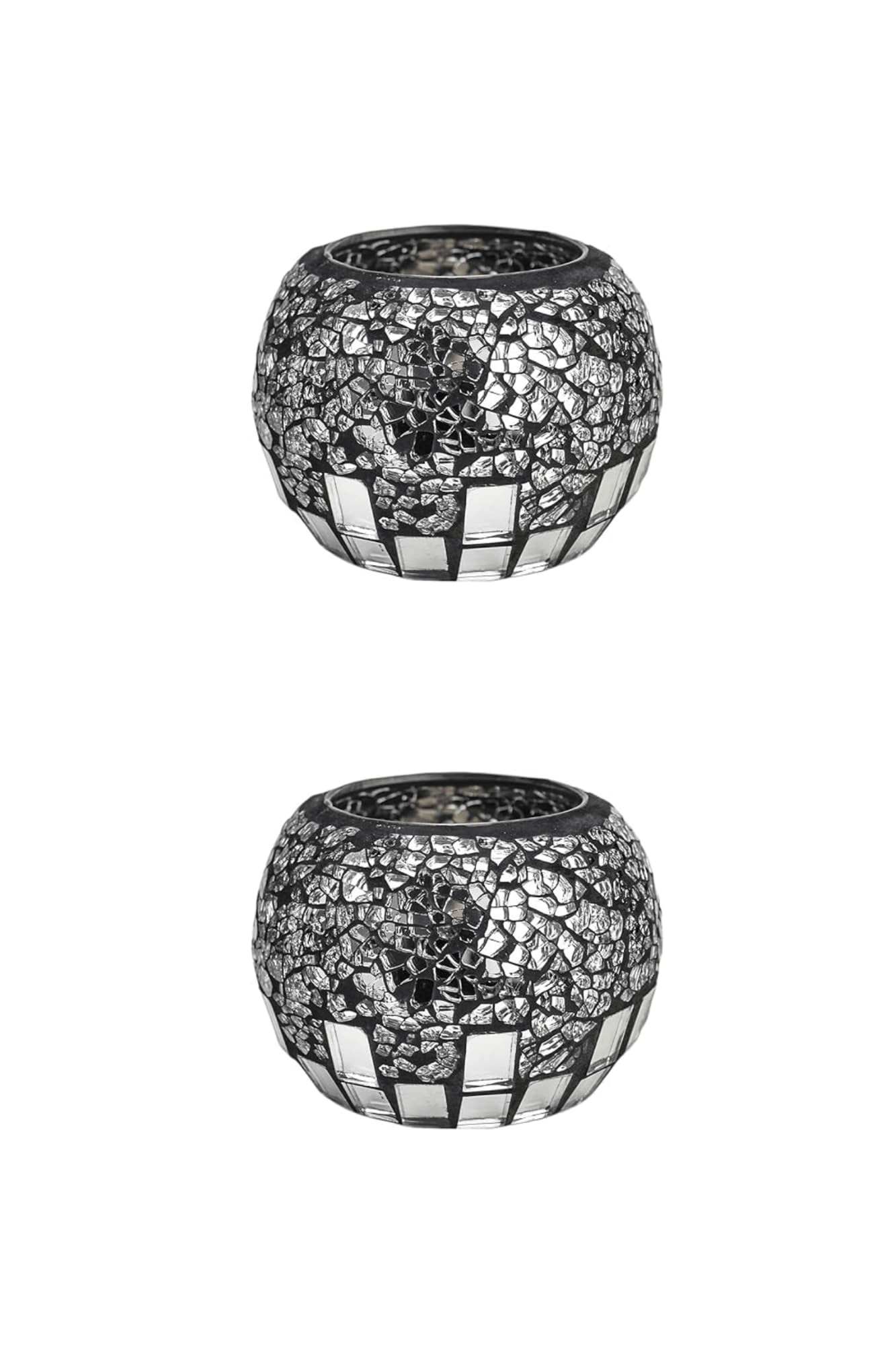ELEGANTZ Tealight Candle Holder Centerpiece Table Decorations Luxury Mosaic Glass Candle Holder Dining Table Centerpiece Decor Elegant and Modern Tea Lights - Set of 2