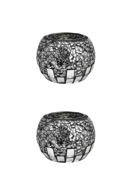 ELEGANTZ Tealight Candle Holder Centerpiece Table Decorations Luxury Mosaic Glass Candle Holder Dining Table Centerpiece Decor Elegant and Modern Tea Lights - Set of 2