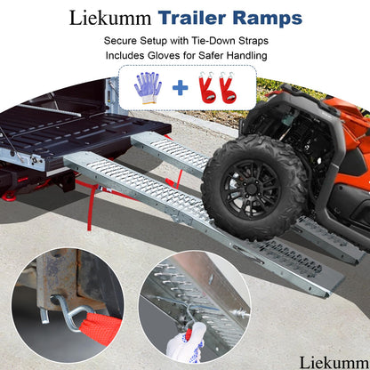 LIEKUMM 67" ATV Ramps 2-Pack, 1000 lbs Capacity Folding Loading Ramps 500 lbs Each, Heavy Duty Steel Truck Ramps for Pickup Trucks, Trailer, Lawn Mower