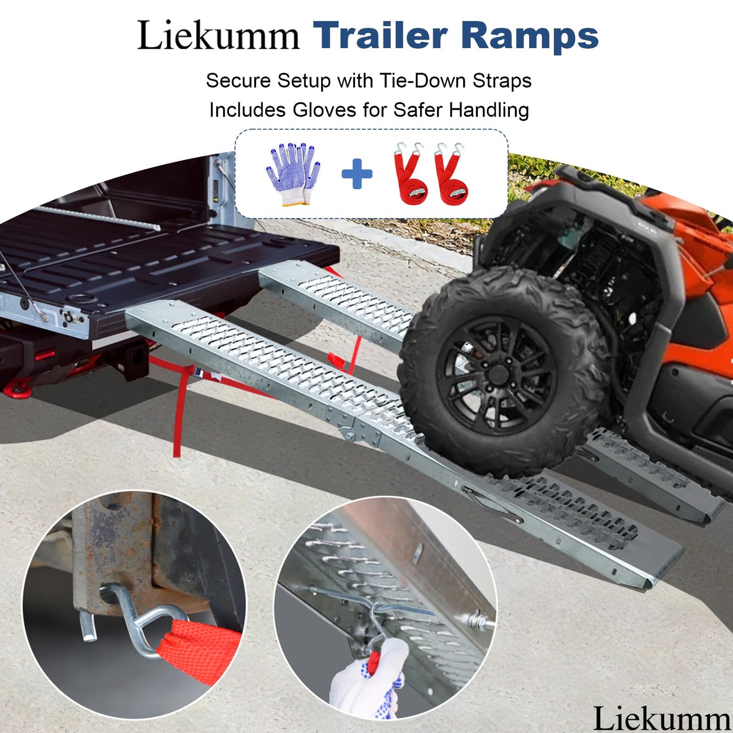 LIEKUMM 83" ATV Ramps 2-Pack, 1000 lbs Capacity Folding Loading Ramps 500 lbs Each, Heavy Duty Truck Ramps for Pickup Trucks, Trailer, Lawn Mower