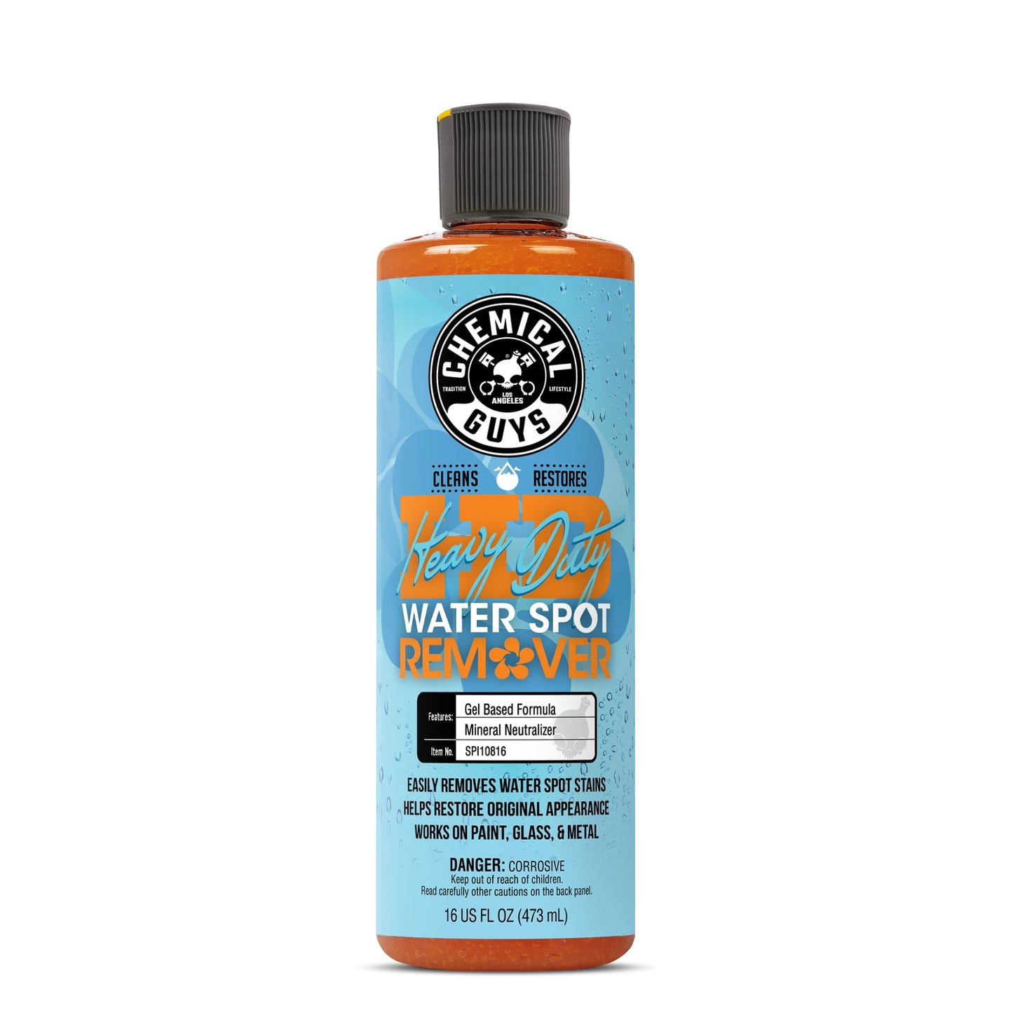 Chemical Guys Heavy Duty Water Spot Remover - Stain Removing Gel for Paint, Glass & Metal - Safe for Cars, Trucks, Motorcycles & More, 16 fl oz