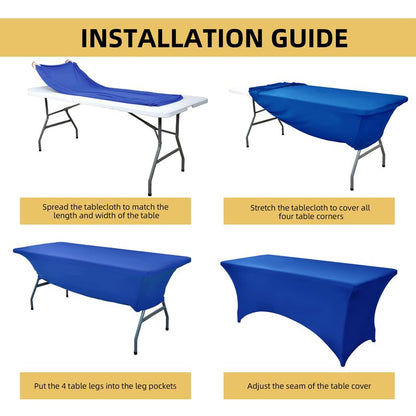 ZarzaaSik 10-Pack 4ft Spandex Table Covers for Rectangular Folding Tables - Wrinkle Resistant Stretch Tight Table Cloths - Fitted Table Protector for Parties, Trade Shows, Banquet, and Wedding
