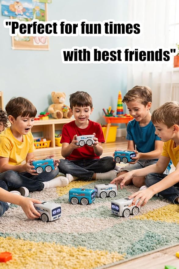 Magic Mini Bus Follows Line Car Inductive Mini Interactive Cars Follows The Line Intelligent Line Tracking System with Dynamic LED Expressions Educational STEM (White)