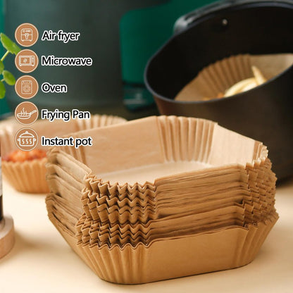 10 Inch Air Fryer Paper Liners, 150Pcs Air Fryer Liner Disposable, Oil-Proof & High-Temperature Resistant Parchment Baking Paper for Air Fryer, Microwave and Oven（Bottom Is 9 Inch）