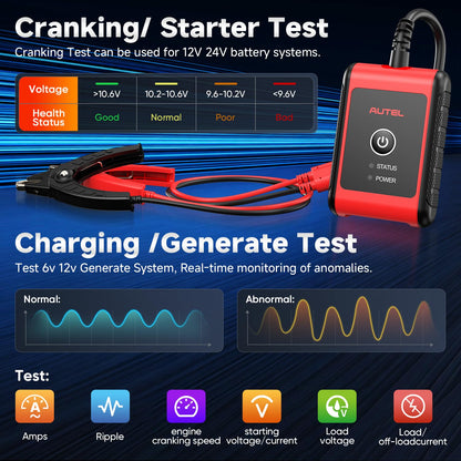 2026 Autel MaxiBAS BT506 Car Battery Tester, 6V 12V 100-2000 CCA Car Battery Analyzer, 12V 24V Auto Cranking/Charging System Test, Adaptive Conductance, High-Precision Battery Load Test for All Cars