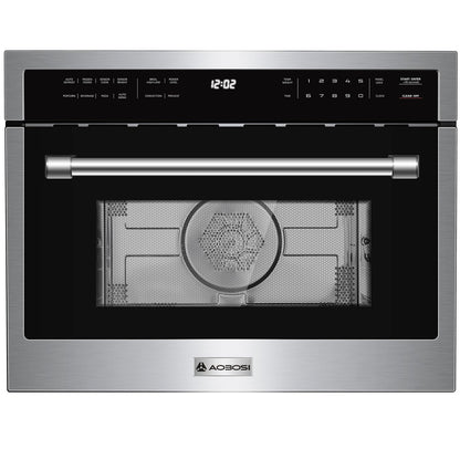 AAOBOSI 24 Inch Built in Microwave Convection Oven,1.6 Cu.Ft Wall Microwave Ovens Air Fryer Combos(upgraded), 1000Watt Power Sensor&Auto Cook, 12 Cooking Modes, Drop Down Door,Stainless Steel