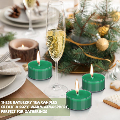 Nuanchu 12 Pcs Bayberry Scented Candle Christmas Green Votive Tealight Beeswax Blend Tealight Wax Green Bayberry Scented Wax Gift Box for Christmas Holiday