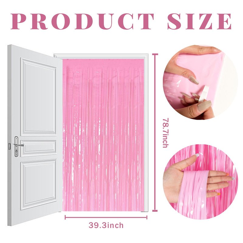 20 Pack Party Backdrop Decorations Pink Tinsel Curtain Party Backdrop Foil Fringe Birthday Decorations Photo Booth Streamer Backdrop Pink Theme Bachelorette Graduation Party Decorations