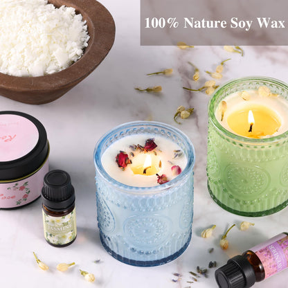 DARJEN Candle Making Kits - Soy Candles Making Supplies for Adults Including 4 Candle Jars(Amber, Purple, Blue, Green), Candle Tins, Wax, Scents, Dried Flower & More, DIY Arts & Crafts Kits Home Decor