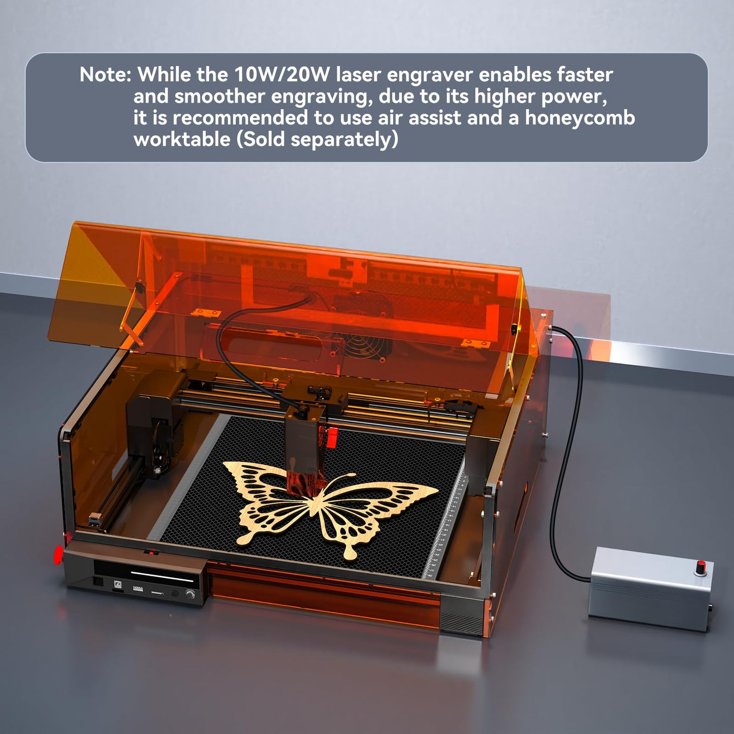 Laser Cutter and Engraver Machine, 20W Woxcker L2 MAX 0.01 High Precision 300x300mm Bed Size Laser Engraving Machine for Wood Metal Glass Leather Acrylic Class 1 laser Output: 20000 mW