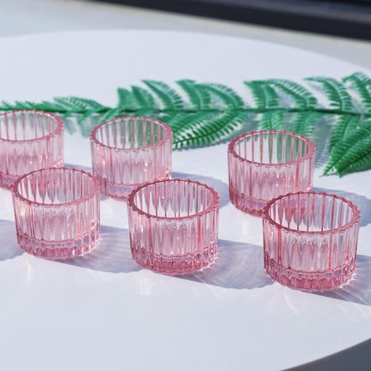 VOHO Pink Candle Holders for Girl Birthday Gifts, 12pcs Tealight Candle Holder for Centerpiece Table Decorations, Glass Candle Holder for Votive Candles & Tea Lights Candles