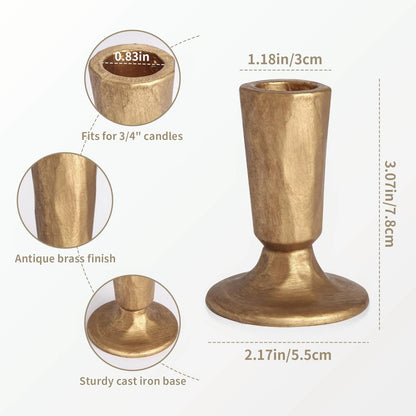 Mofunci Retro Iron Candlestick Holders Set of 2, Gold Candle Holders Heavy Weight, Taper Candle Holders Perfect for Dining Table, Wedding, Party, Mantel
