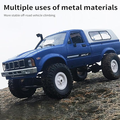 GoolRC RC Truck WPL C24 RC Crawler 1/16 Scale Remote Control Car 4WD All Terrain Off Road Pickup Truck 2.4GHz RC Climbing Car with LED Light 2 Batteries for Adults (Blue)