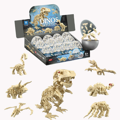 auryee 12PCS Pre Filled Easter Eggs with Toys Inside - 12 in 1 Big Dinosaur Skeleton Model Building Kits Toy for Kids Age 6+ Years Old