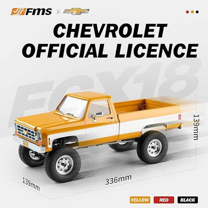 EAZYRC FMS 1/18 FCX18 Chevy K10 RC Crawler RTR with License Red RC Pickup Truck 4x4 Chevy Hobby Grade 2-Speed Transmission Monster Truck for Adults with Led Light (red)
