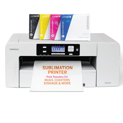 Sawgrass SG1000 Sublimation Printer Bundle | Professional Dye-Sublimation Printer with 31mL SubliJet UHD Inks & TruePix Paper | Prints Up to 11”x17” | Wi-Fi | Auto-Maintenance | Business-Ready