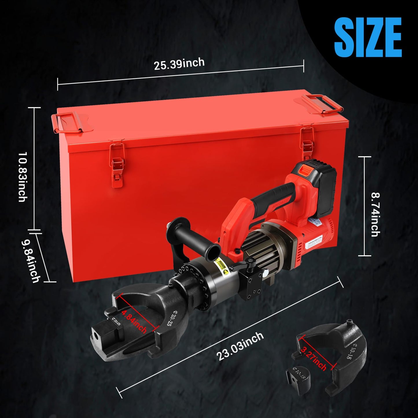 LOSCHEN Cordless Rebar Bender,Electric Hydraulic Rebar Bending Maching,Bending up to 1Inch 25mm #8 Rebar,Bending Angle 0-130 Degrees,Rechargeable Portable Handheld Rebar Bender Machine