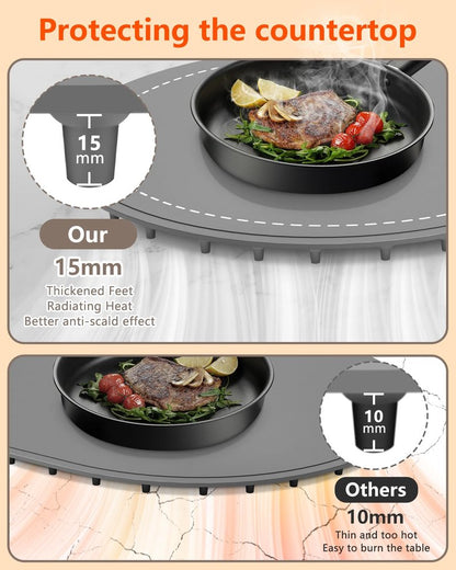 seenlast Warming Mat for Food with Adjustable Temperature Timer,10S Fast Heating Silicone Food Warmers for Parties Buffet and Home Daily,Food Warming Mat with Insulating Pad Raised Feet Protects Table
