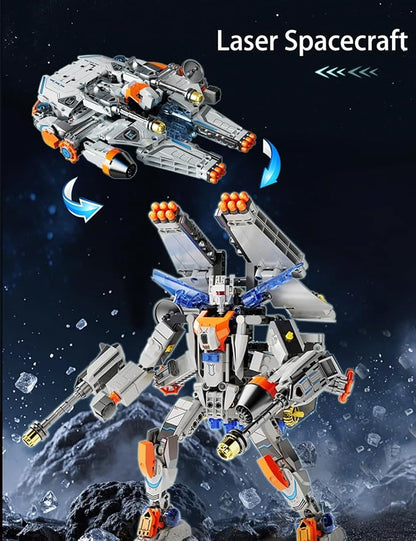 SEMKY Space Series Laser Spacecraft (Variable Robots) MOC Building Blocks Set (673Pieces) Space Model Gifts for Kid and Space Fans