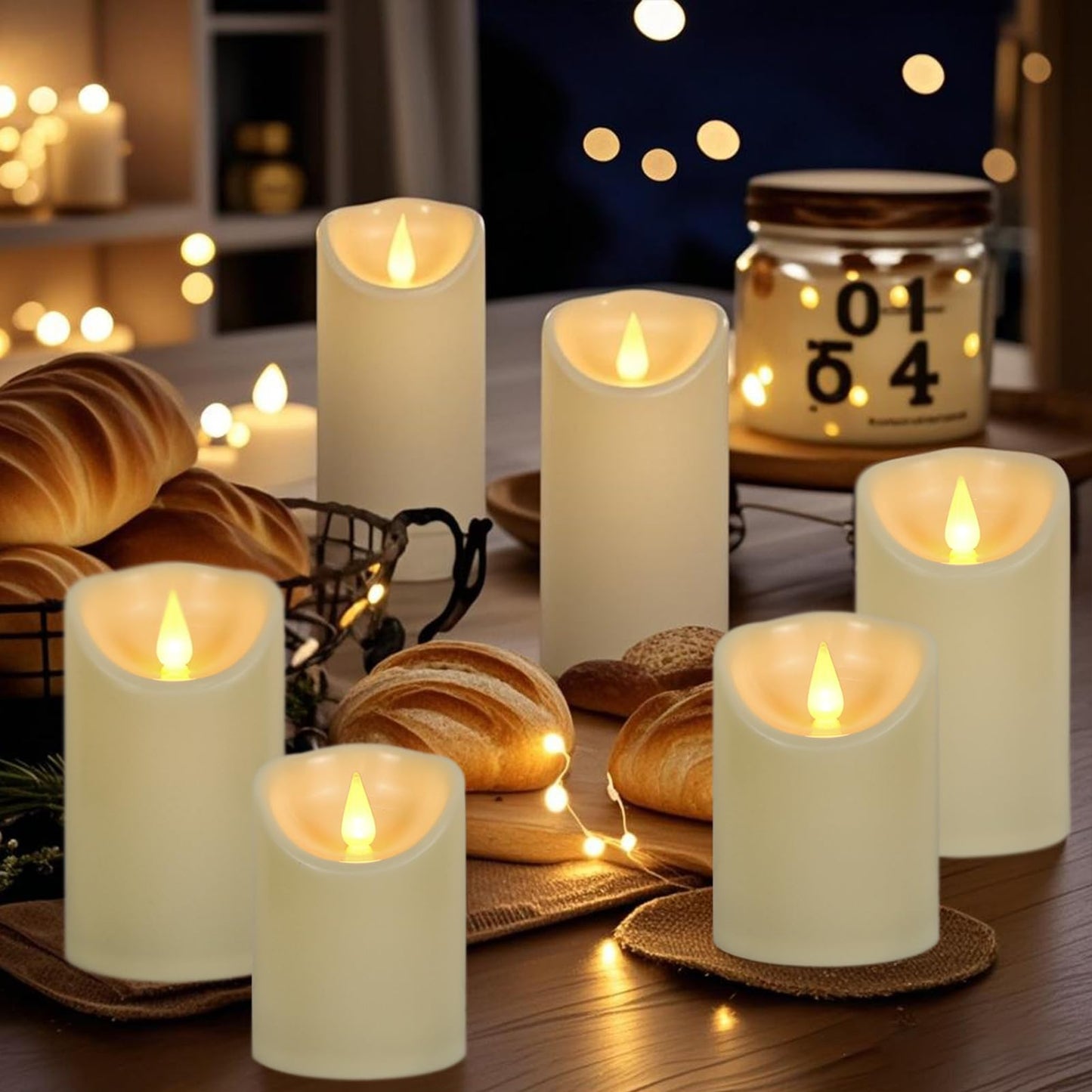 Wondise Flameless Candles with Remote, Set of 6 Battery Operated Flickering Flameless Candles with Timer 2/4/6/8H, Ivory Plastic LED Candles for Home Decor Wedding Christmas Decorations
