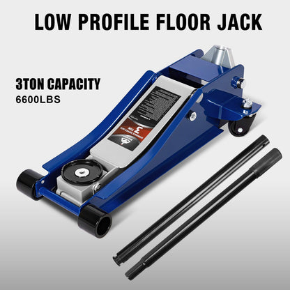 Jack Boss 3 Ton Floor Jack, Hydraulic Car Jack, Low Profile with Dual Pumps, Quickly Lift Steel Service Jack (6600lbs)