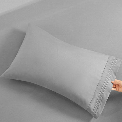 YIYEA Pillow Cases Standard Size Set of 4, Ultra Soft 1800TC Hotel Quality Double Brushed Microfiber Embroidered Pillowcases and Floral Pillow Covers, Envelope Closure, Fade Resistant (20"x26")