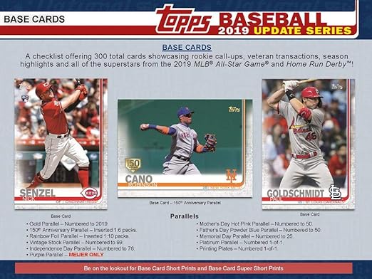2019 Topps Update Baseball Blaster Box (7 Packs/14 Cards: 1 Hit 5 Inserts)