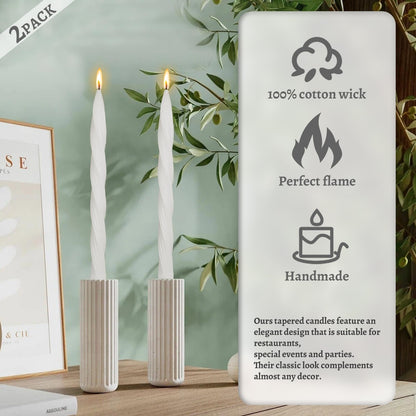 Handmade Unscented Long Spiral Taper Candle White 10 Inch Smokeless Tall Twisted Candlesticks Elegant Design for Home Weddings Festive Seasons Décor