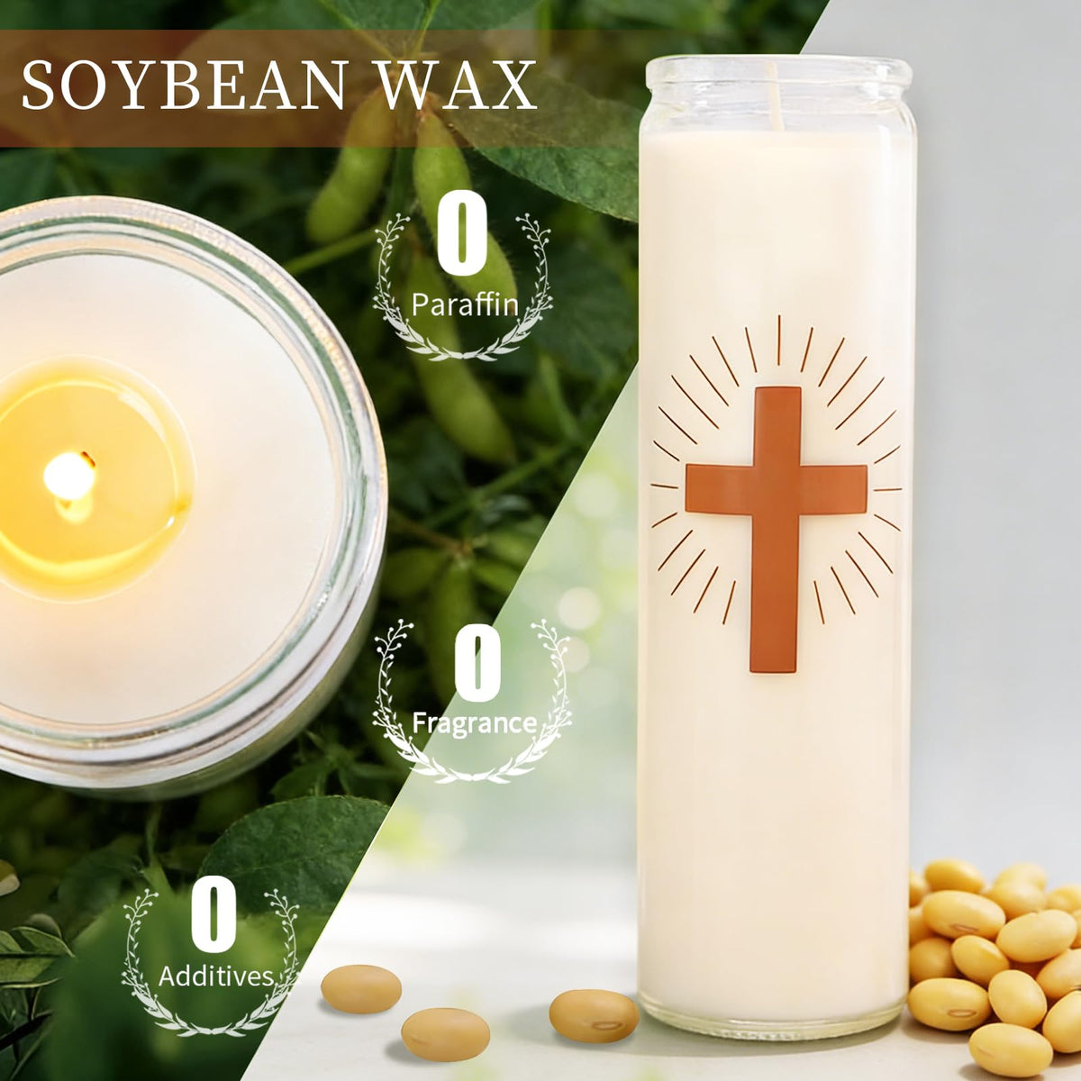 Natural Soy Prayer Candles - 9 Day Devotional Candles in Glass with 120 Hours Long Burn Time, Pure Fragrance Religious Candles Catholic for Memorials, Vigil, Church
