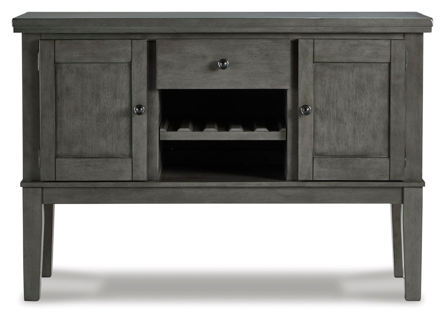 Signature Design by Ashley Hallanden Dining Room Server with Wine Rack, 2 Cabinets with Removable/Adjustable Center Shelf, Drawer, Wood with Acacia Veneer, 38.25" High, Weathered Gray