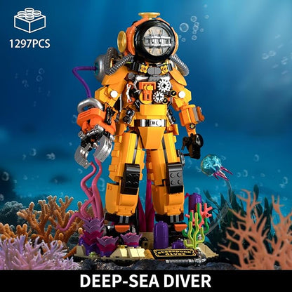 Steampunk Diver Building Set for AdultsDeep Sea Explorer Model ToysHome Office Decor Building Blocks with BaseSTEM Gift for Teen 14+(1287 Pieces)