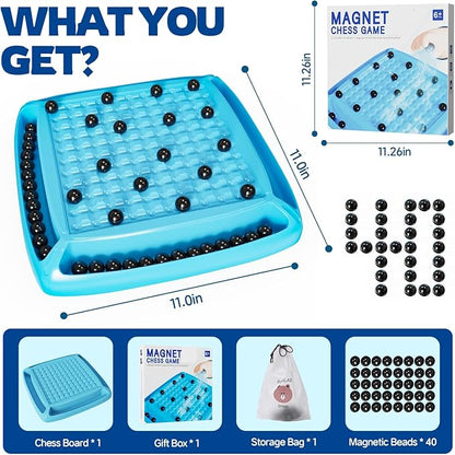 Magnet Game Magnetic Games Chess Board Games for Kids 6-8-12 Magnet Chess Kid Games Family Board Games for Kid and Adults Magnetic Game with 40 Pieces Fun Birthday Gifts for Kids (Blue)