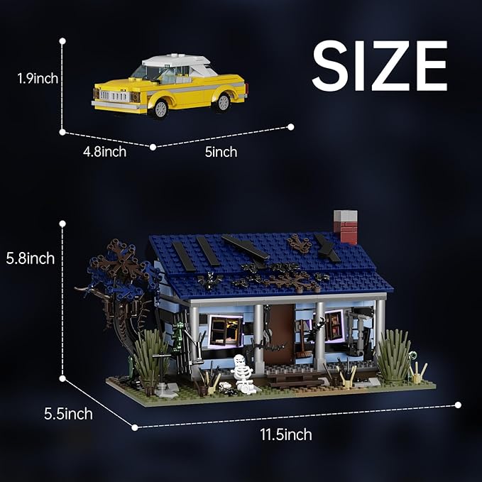 Evil House Building Set Deadly Darkness House Compatible with Lego Halloween Horror House with Movable Car Haunted House Toy Model Collectible Gift for Boys and Movie Fans (639 Pcs)