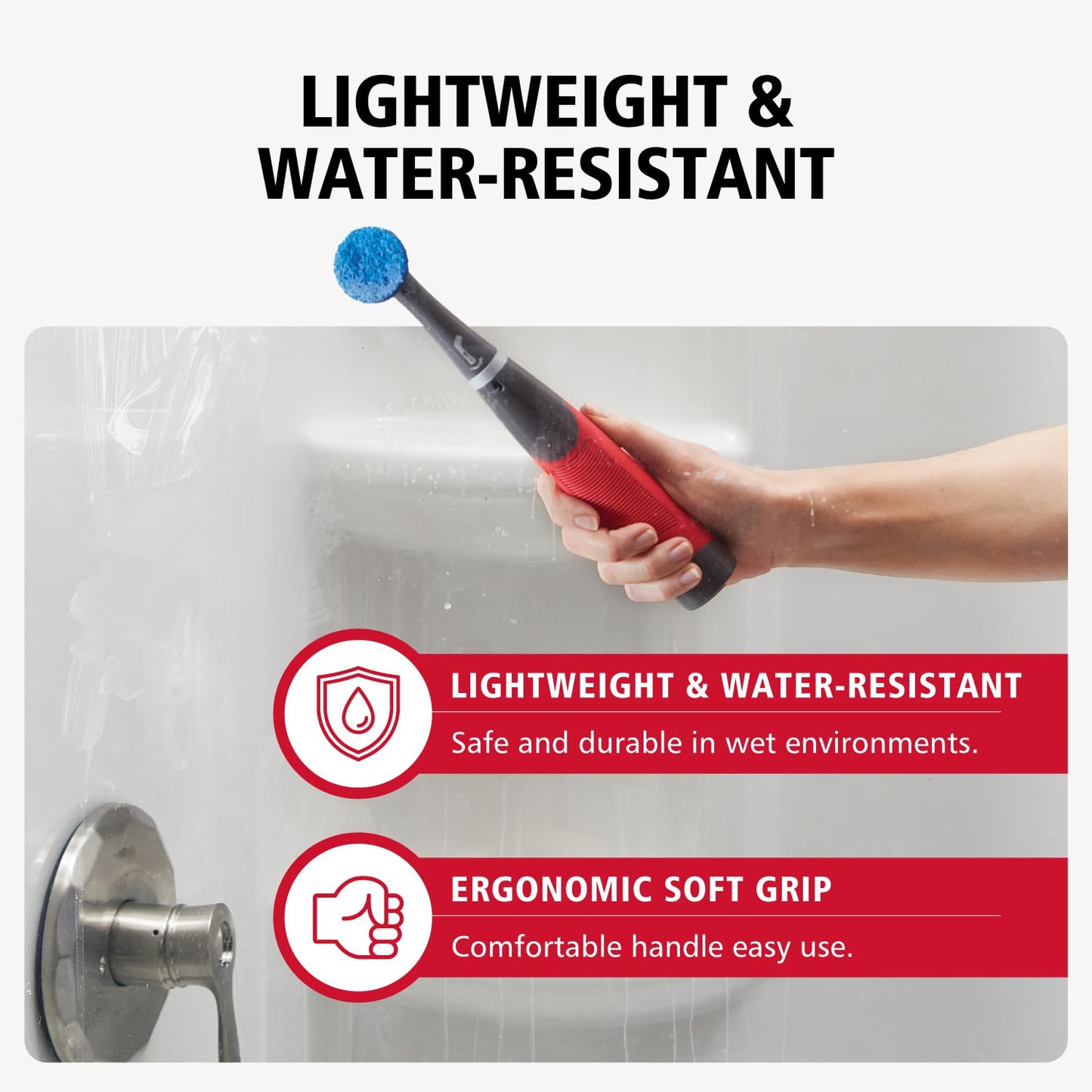 Rubbermaid Reveal Power Scrubber 18-Piece Kit, Cordless Electric Battery Powered Scrub Brush, Water Resistant, for Home/Kitchen/Bathroom/Grout/Tile/Shower/Tub