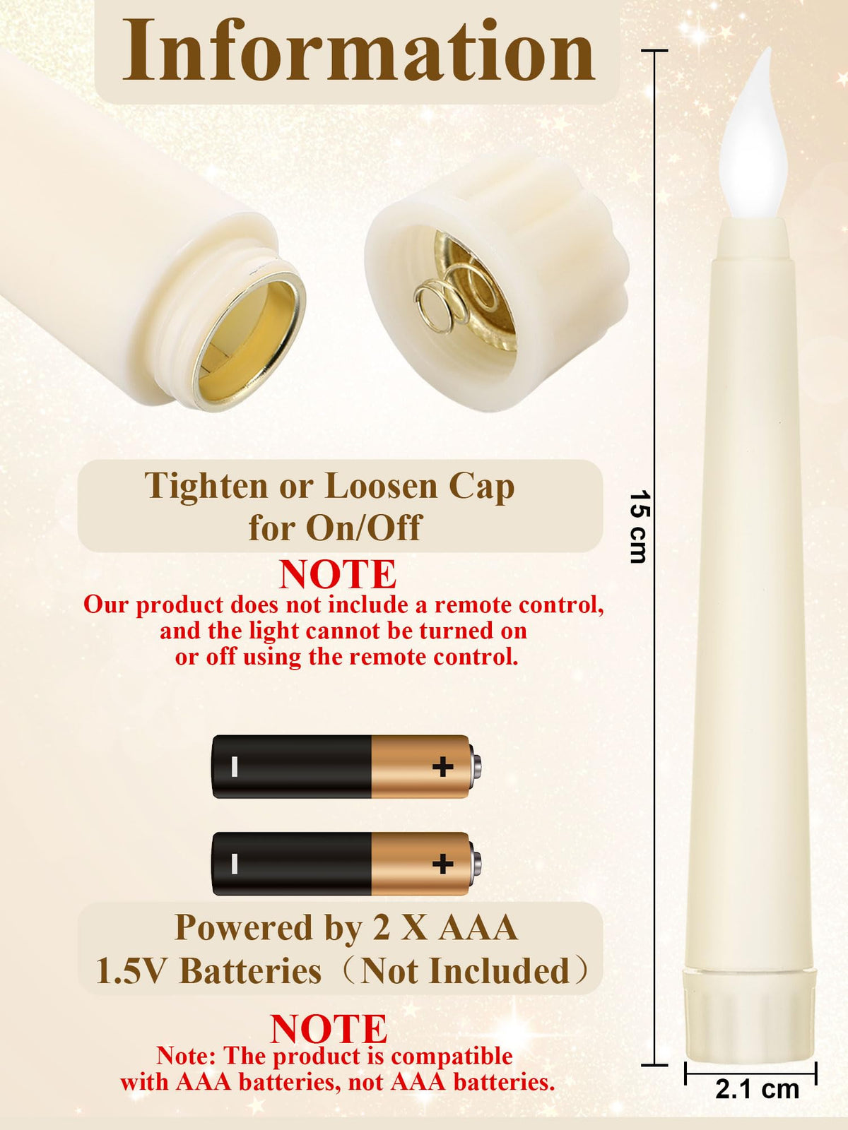 Funtery 48 Pcs Flameless LED Taper Candles Battery Operated Candles Bulk Realistic LED Candlesticks Flickering for Wedding Church Graduation Party Home Decor(Ivory,Novelty Style)