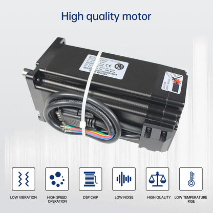 RATTMMOTOR 12N.m Closed Loop Servo Motor Nema34 CNC Kit with 70V DC Power Supply,12Nm 1700oz-in 86x86x156mm 6A+2HSS86 Hybrid 2-Phase Stepper Motor Servo Driver for CNC Router Engraving Milling Machine