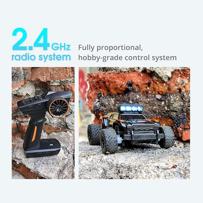 1:76 Turbo Racing Scale RC Sport Car Table Racing Remote Control Mini Model Car Full Proportional RTR Kit Toys (Monster Truck Orange)