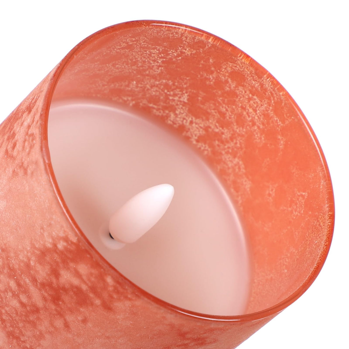 Flickering Flameless Candles - Sandblast Glass Battery Operated with Remote and 2/4/6/8 H Timer, Set of 3 LED Pillar Candles (D3"xH 4"5"6")with Realistic Wax Candles for Home Decor (Sandblast Orange)