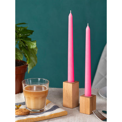 CANDWAX 10 inch Pink Taper Candles Set of 4 - Unscented Smokeless Dripless Tall Candle Sticks - Perfect as Easter Candles and for Holidays, Ordinary Dinners and Special Occasions - Pink Candlesticks