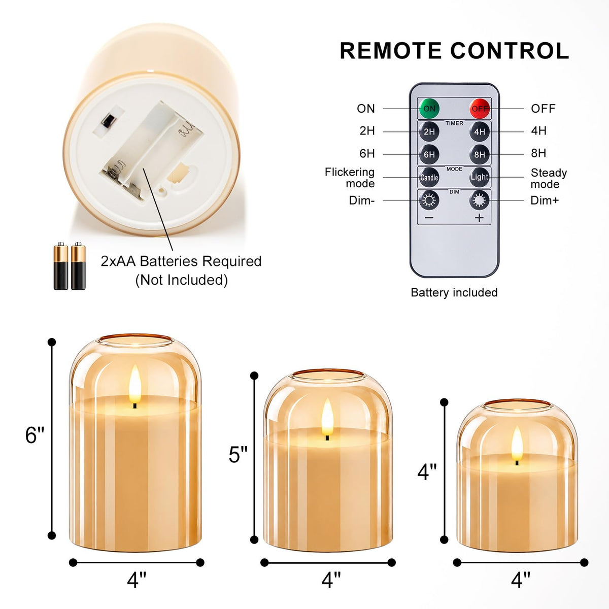 ARIKJ Amber Glass Flameless Candles with Remote, 3-Pack LED Pillar Candles for Classy Fall Decor, Modern Aesthetic Room, Thanksgiving Centerpiece, Boho Shelf, Mantel & Coffee Table