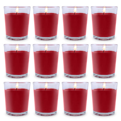 Set of 12 Red Votive Candles for Christmas Valentine's, Unscented Bulk Candles for Home Weddings Party Festival Decorative and DIY