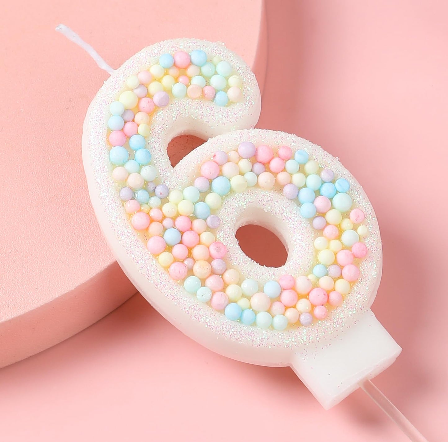 EAKE Sweet 16 Birthday Candle Macaron Glitter 3D Number 16 Candles for Birthday Cakes Girl Women Pastel Theme Sixteen Years Old Birthday Wedding Anniversary Party Cake Decoration
