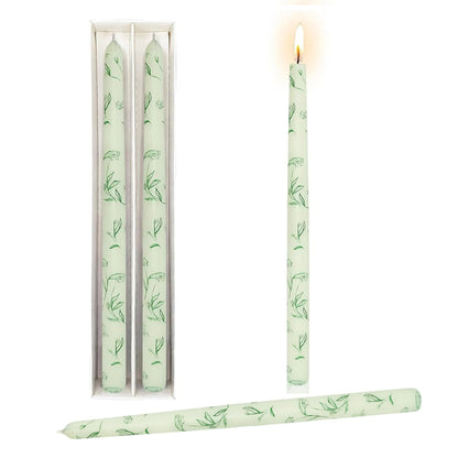 10 Inch Taper Candles Printed Candlesticks Handmade Unscented Smokeless,2pcs Tapered Candless Candle Sticks for Wedding Home Decoration(Grass)
