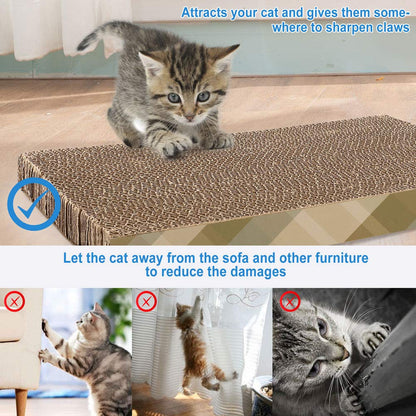 PrimePets XL Wide Cat Scratcher Cardboard, 2 Pack, Cat Scratching Pads, Corrugated Cat Scratch Board, Large Reversible Refill Sofa Bed Lounge, Catnip Included