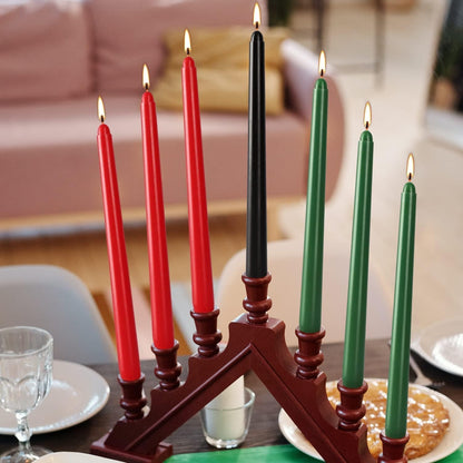 Topsics Kwanzaa Taper Candles Set of 7, 3 Red, 3 Green, 1 Black - 10 Inch Dripless Tall Candle Premium Quality Candles -Mishumaa Saba Candle